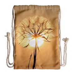 Dandelion Sun Dew Water Plants Drawstring Bag (large) by Nexatart