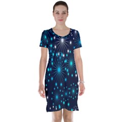 Digitally Created Snowflake Pattern Short Sleeve Nightdress