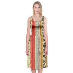 Digitally Created Collage Pattern Made Up Of Patterned Stripes Midi Sleeveless Dress by Nexatart