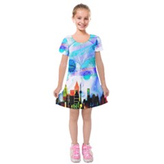 Dirty Dirt Spot Man Doll View Kids  Short Sleeve Velvet Dress