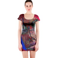 Display Dummy Binary Board Digital Short Sleeve Bodycon Dress by Nexatart