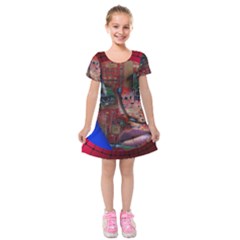 Display Dummy Binary Board Digital Kids  Short Sleeve Velvet Dress