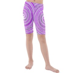 Digital Purple Party Pattern Kids  Mid Length Swim Shorts by Nexatart