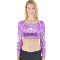 Digital Purple Party Pattern Long Sleeve Crop Top by Nexatart