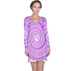 Digital Purple Party Pattern Long Sleeve Nightdress by Nexatart