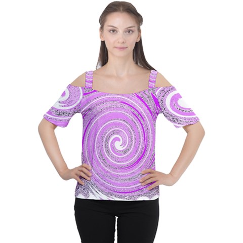 Digital Purple Party Pattern Women s Cutout Shoulder Tee by Nexatart