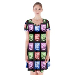 Email At Internet Computer Web Short Sleeve V-neck Flare Dress by Nexatart