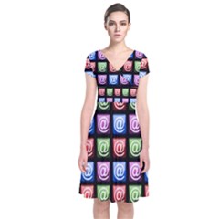 Email At Internet Computer Web Short Sleeve Front Wrap Dress by Nexatart