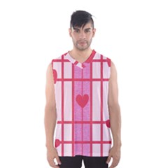 Fabric Magenta Texture Textile Love Hearth Men s Basketball Tank Top by Nexatart