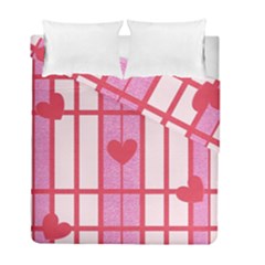 Fabric Magenta Texture Textile Love Hearth Duvet Cover Double Side (full/ Double Size) by Nexatart