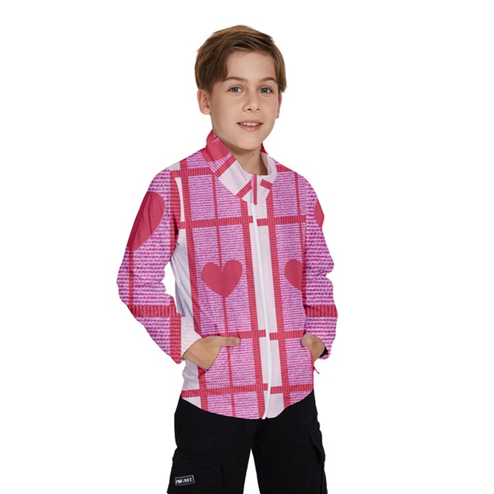 Fabric Magenta Texture Textile Love Hearth Wind Breaker (Kids)