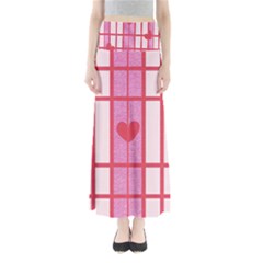 Fabric Magenta Texture Textile Love Hearth Maxi Skirts by Nexatart