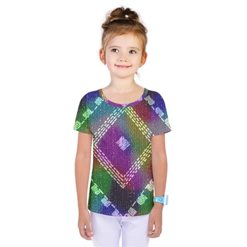 Embroidered Fabric Pattern Kids  One Piece Tee by Nexatart