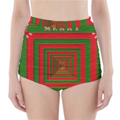Fabric 3d Merry Christmas High-waisted Bikini Bottoms by Nexatart