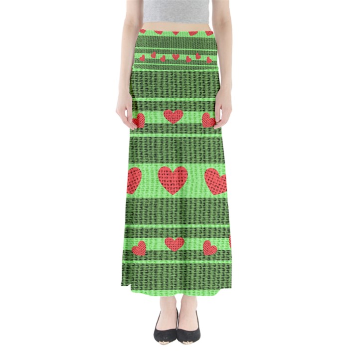 Fabric Christmas Hearts Texture Maxi Skirts