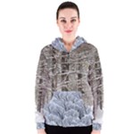 Snowy branches (with hidden cat & bunny) Women s Zipper Hoodie