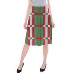 Fabric Green Grey Red Pattern Midi Beach Skirt by Nexatart