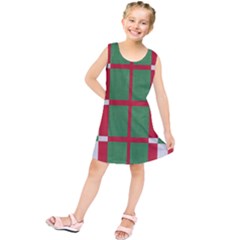 Fabric Green Grey Red Pattern Kids  Tunic Dress by Nexatart