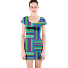 Fabric Pattern Design Cloth Stripe Short Sleeve Bodycon Dress