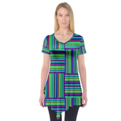 Fabric Pattern Design Cloth Stripe Short Sleeve Tunic  by Nexatart