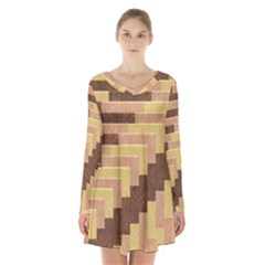 Fabric Textile Tiered Fashion Long Sleeve Velvet V-neck Dress by Nexatart