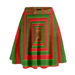 Fabric Texture 3d Geometric Vortex High Waist Skirt by Nexatart