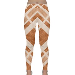 Fabric Textile Tan Beige Geometric Classic Yoga Leggings