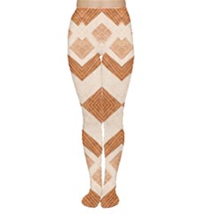 Fabric Textile Tan Beige Geometric Women s Tights by Nexatart