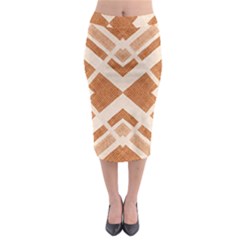 Fabric Textile Tan Beige Geometric Midi Pencil Skirt