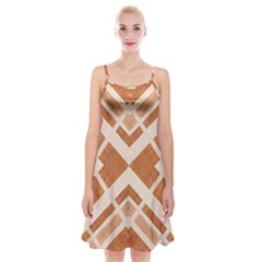 Fabric Textile Tan Beige Geometric Spaghetti Strap Velvet Dress