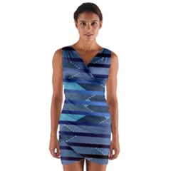 Fabric Texture Alternate Direction Wrap Front Bodycon Dress