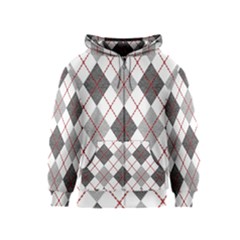 Fabric Texture Argyle Design Grey Kids  Zipper Hoodie by Nexatart