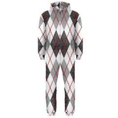 Fabric Texture Argyle Design Grey Hooded Jumpsuit (men)  by Nexatart