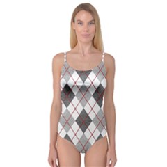 Fabric Texture Argyle Design Grey Camisole Leotard  by Nexatart