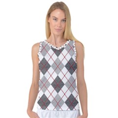 Fabric Texture Argyle Design Grey Women s Basketball Tank Top by Nexatart