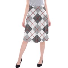 Fabric Texture Argyle Design Grey Midi Beach Skirt by Nexatart