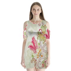 Floral Pattern Background Shoulder Cutout Velvet  One Piece by Nexatart