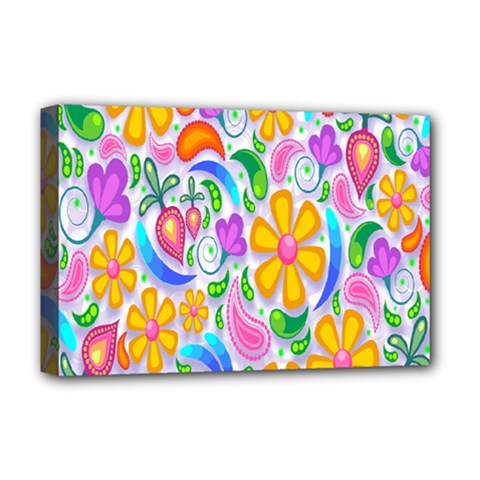Floral Paisley Background Flower Deluxe Canvas 18  X 12   by Nexatart