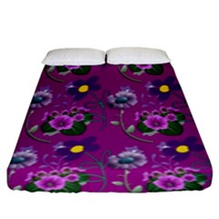 Flower Pattern Fitted Sheet (King Size)