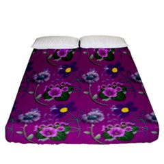 Flower Pattern Fitted Sheet (California King Size)