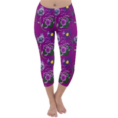 Flower Pattern Capri Winter Leggings 