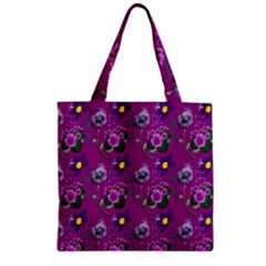 Flower Pattern Zipper Grocery Tote Bag