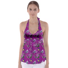 Flower Pattern Babydoll Tankini Top