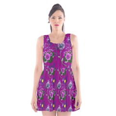 Flower Pattern Scoop Neck Skater Dress