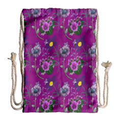 Flower Pattern Drawstring Bag (Large)