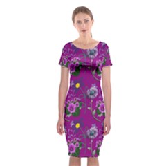 Flower Pattern Classic Short Sleeve Midi Dress