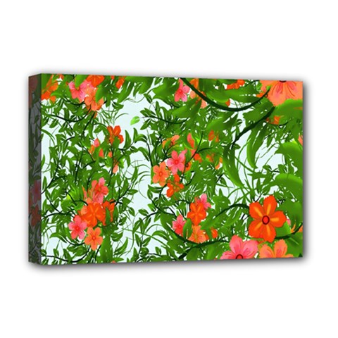 Flower Background Backdrop Pattern Deluxe Canvas 18  X 12   by Nexatart