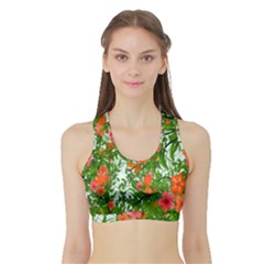 Flower Background Backdrop Pattern Sports Bra With Border