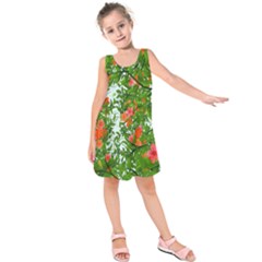 Flower Background Backdrop Pattern Kids  Sleeveless Dress by Nexatart