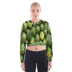 Food Summer Pattern Green Watermelon Women s Cropped Sweatshirt by Nexatart